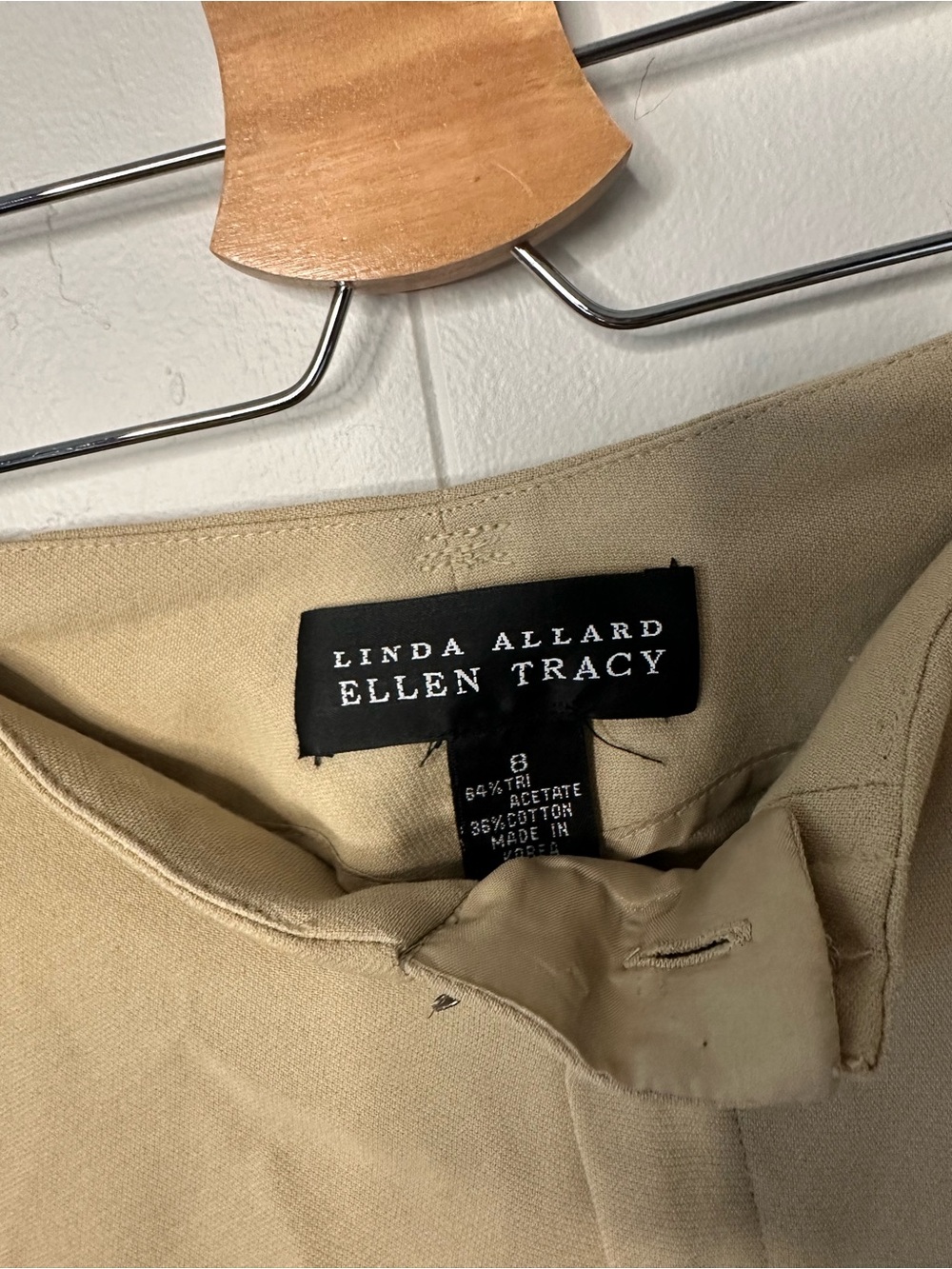 Linda Allard Ellen Tracy Beige Tailored Office Dress Pants Size 8 - Picture 4 of 6